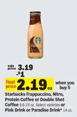 Meijer Starbucks Frappuccino, Nitro, Protein Coffee or Double Shot Coffee offer