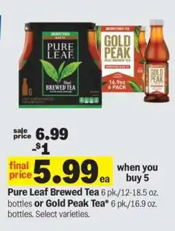 Meijer Pure Leaf Brewed Tea or Gold Peak Tea offer