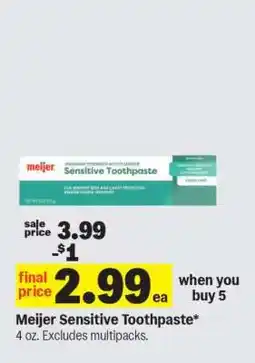 Meijer Meijer Sensitive Toothpaste offer