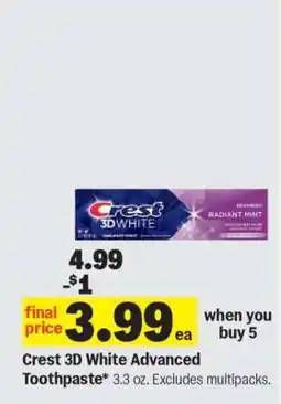 Meijer Crest 3D White Advanced toothpaste offer