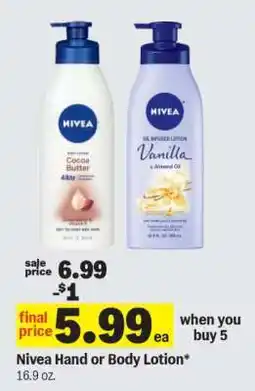 Meijer Nivea Hand or Body Lotion offer