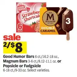 Meijer Good Humor Bars, Magnum Bars, Popsicle or Fudgsicle offer