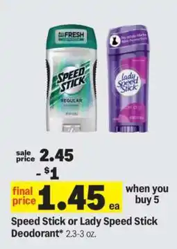 Meijer Speed Stick or Lady Speed Stick Deodorant offer