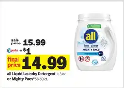 Meijer all Liquid Laundry Detergent or Mighty Pacs offer