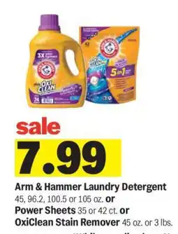 Meijer Arm & Hammer Laundry Detergent or Power Sheets or OxiClean Stain Remover offer