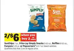 Meijer SunChips, Frito-Lay Simply Snacks, Ruffles, Funyuns, Popcorners offer