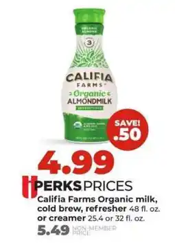 Hy-Vee Califia Farms Organic milk, cold brew, refresher or creamer offer