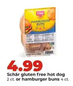 Hy-Vee Schär gluten free hot dog or hamburger buns offer