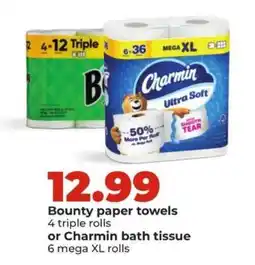 Hy-Vee Bounty Paper Towels or Charmin Bath Tissue offer