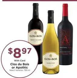 Kroger Clos du Bois or Apothic offer