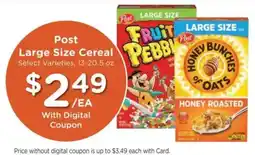 Kroger Post Large Size Cereal offer