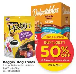Kroger Beggin' Dog Treats or Delectables Lickable Cat Treats offer