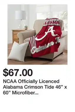 Belk NCAA Officially Licenced Alabama Crimson Tide 46 x 60 Microfiber Throw Blanket offer