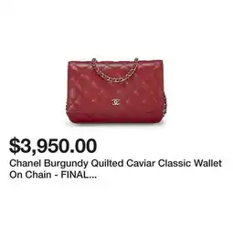 Belk Chanel Burgundy Quilted Caviar Classic Wallet On Chain - FINAL SALE, NO RETURNS offer