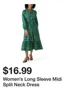 Belk Women's Long Sleeve Midi Split Neck Dress offer
