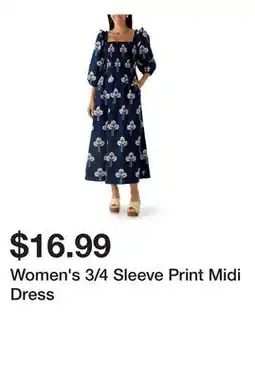 Belk Women's 3/4 Sleeve Print Midi Dress offer
