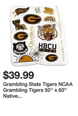 Belk Grambling State Tigers NCAA Grambling Tigers 50'' x 60'' Native Raschel Plush Throw Blanket offer