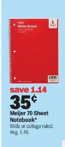 Meijer Meijer 70 Sheet Notebook offer
