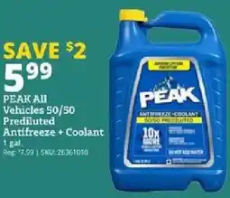 Rural King Peak all vehicles 50/50 prediluted antifreeze + coolant offer