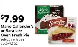 Fareway Marie Callender's or Sara Lee Oven Fresh Pie offer