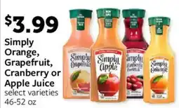 Fareway Simply Orange, Grapefruit, Cranberry or Apple Juice offer