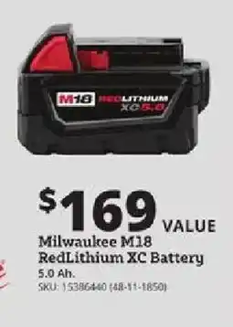 Rural King Milwaukee M18 RedLithium XC Battery offer