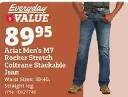 Rural King Ariat men's m7 rocker stretch coltrane stackable jean offer