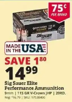 Rural King Sig Sauer Elite Performance Ammunition offer