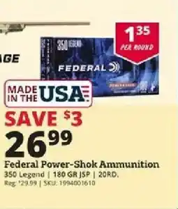 Rural King Federal Power-Shok Ammunition offer