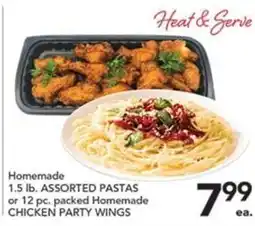 Pete's Fresh Market Homemade Assorted Pastas or 12 pc. packed Homemade Chicken Party Wings offer