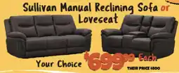Big Lots Sullivan Manual Reclining Sofa or Loveseat offer
