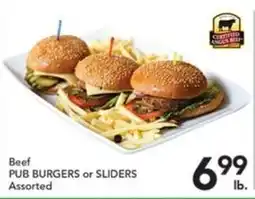 Pete's Fresh Market Beef Pub Burgers or Sliders offer