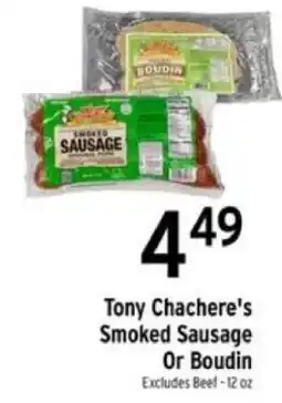 Brookshire's Tony Chachere's Smoked Sausage Or Boudin offer