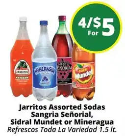 Rancho Markets Jarritos Assorted Sodas Sangria Señorial, Sidral Mundet or Mineragua offer