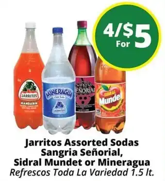 Jarritos Assorted Sodas Sangria Señorial, Sidral Mundet or Mineragua