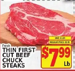 Fine Fare Fresh thin first cut beef chuck steaks offer