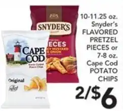 Pete's Fresh Market Snyder's flavored pretzel pieces or cape cod potato chips offer
