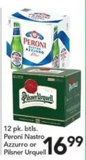Pete's Fresh Market Peroni Nastro Azzurro or Pilsner Urquell offer