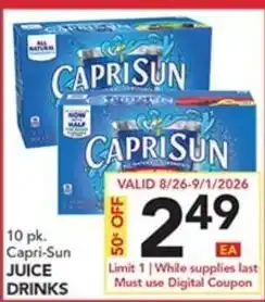 Pete's Fresh Market Capri-Sun juice drinks offer