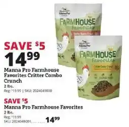 Rural King Manna Pro Farmhouse Favorites Critter Combo Crunch offer