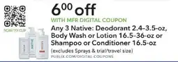Publix Native deodorant body wash lotion shampoo conditioner offer