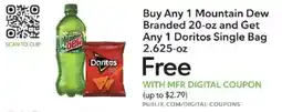 Publix Mountain Dew Branded and Doritos Single Bag offer