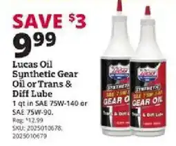 Rural King Lucas Oil Synthetic Gear Oil or Trans & Diff Lube offer