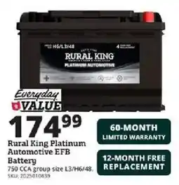 Rural King Rural King Platinum Automotive EFB Battery offer