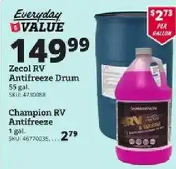Rural King Zecol rv antifreeze drum offer