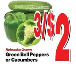 Super Saver Nebraska Grown Green Bell Peppers or Cucumbers offer