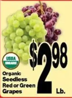 Super Saver Organic seedless red or green grapes offer