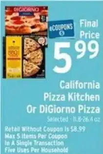 Brookshire's California Pizza Kitchen Or DiGiorno Pizza offer
