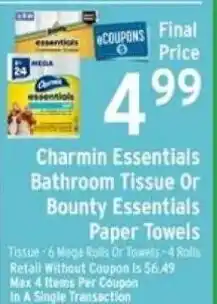 Brookshire's Charmin Essentials Bathroom Tissue Or Bounty Essentials Paper Towels offer