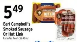 Brookshire's Earl Campbell's Smoked Sausage Or Hot Link offer